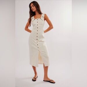 Free People Desert Desire Cream Button Down Midi Dress
